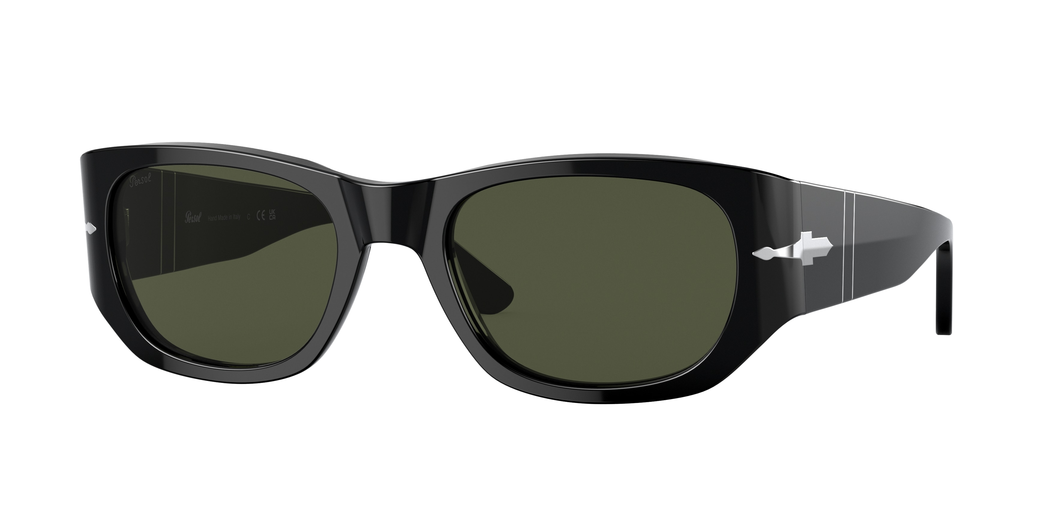 Persol Unisex PO3307S 95/31 Aurinkolasit Asetaatti Musta Vihreä Tyyny Normaali-image